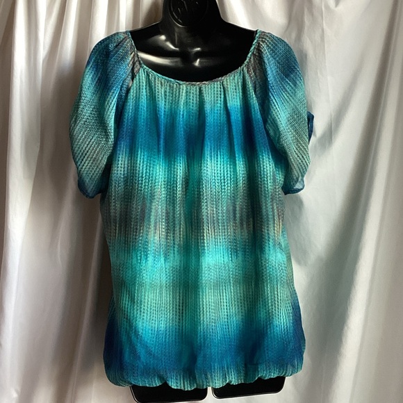 Roz & Ali Teal and Blue Blouse - Picture 2 of 11